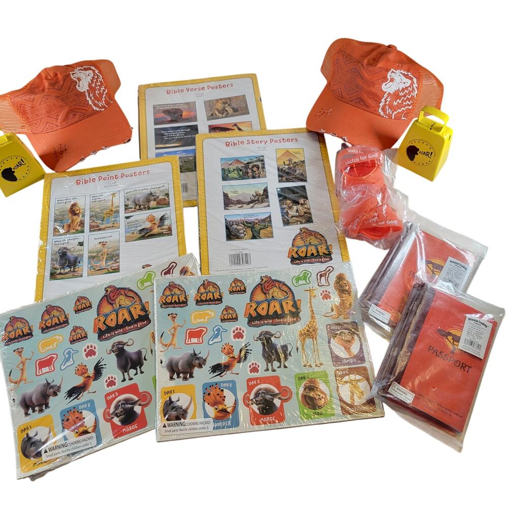ROAR VBS Lot Posters Stickers Caps Wristbands Cowbells Passports Daycare School